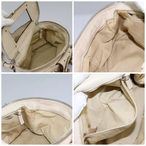 Chloe Paddington Hand Bag Leather Beige Silver - Picture 13 of 15